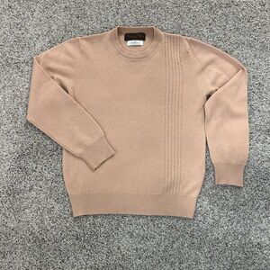 Tan Vintage Cashmere Sweater - Cable Knit & Rolled Collar | Size M